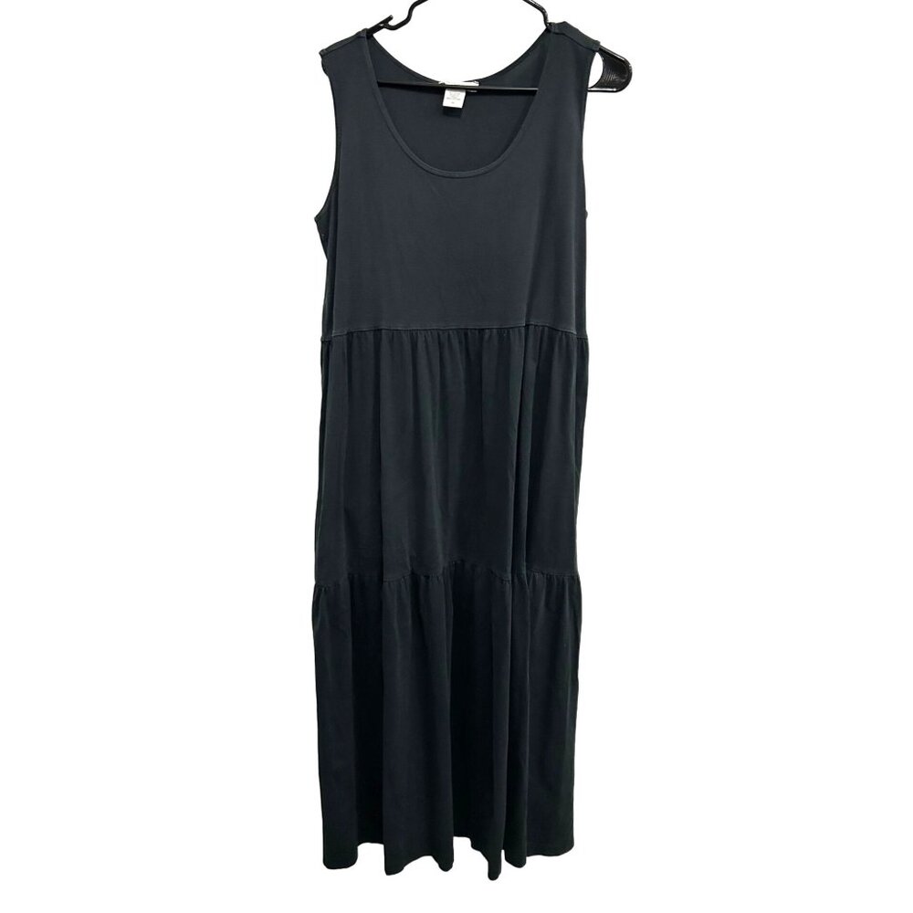 Joan Vass Womens Black Cotton Sleeveless Maxi Dress Sz 1X